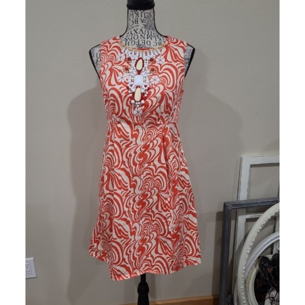 Nanette Lepore Boho Resort Orange Sleeveless Mini dress beaded front Women SZ 4